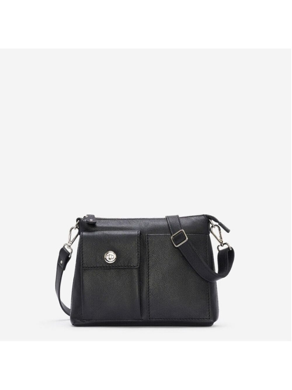 Roots The Villager Cervino Pebbled Black Leather Crossbody Bag